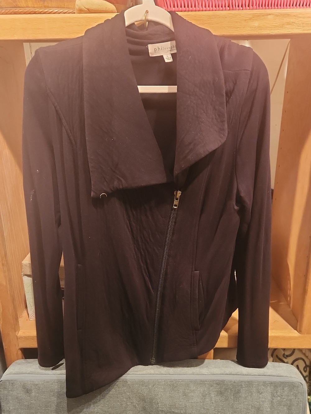 Philosophy di Lorenzo Serafini Black Asymmetric Zip Utility Jacket